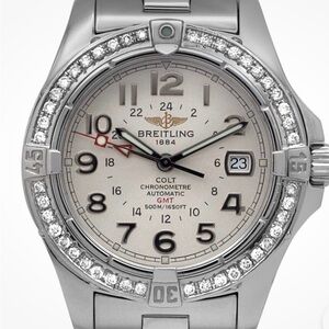 Breitling Colt 33 ml a77387 white dial stainless steel diamond ladies watch